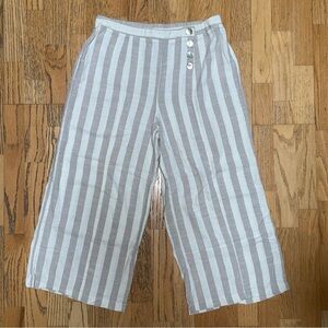 JUNE AND HUDSON Wide Leg Cotton High Waisted Crop Beach Pants Pull On Large